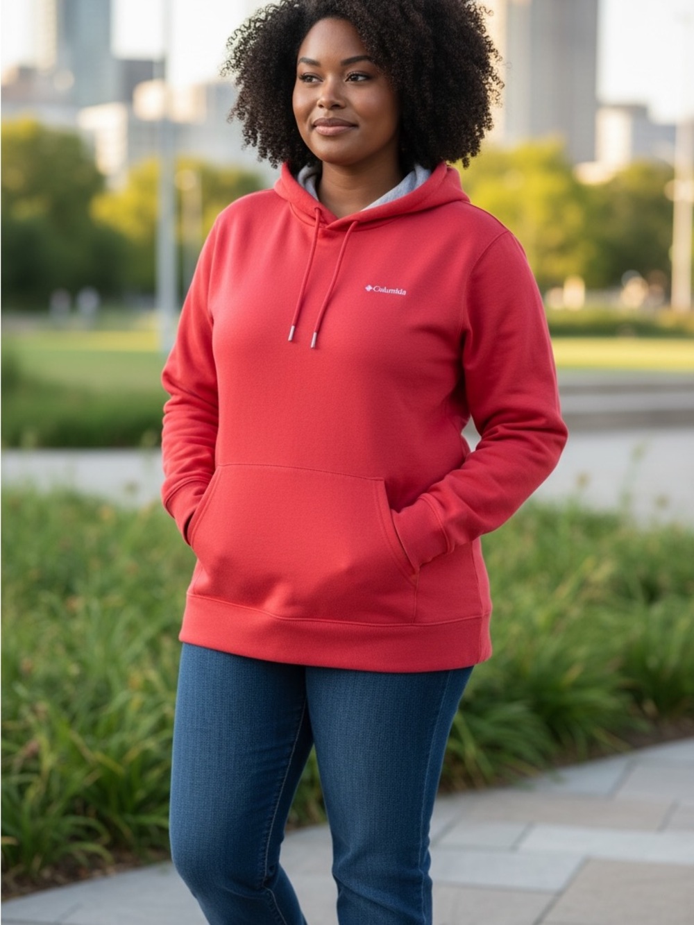 Columbia Women’s Red Hooded Tunic Length Sweatshirt Size 1X